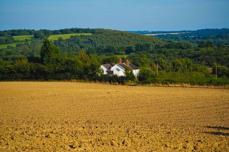 House and field in Englandの写真素材