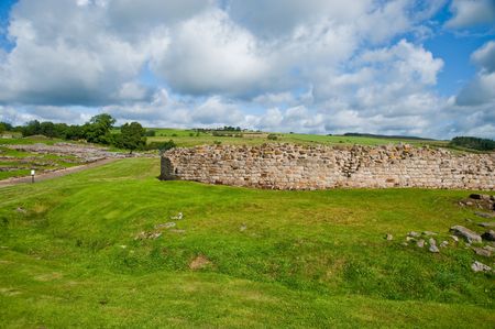 Ruins at Vindolanda Roman fort in Englandの写真素材