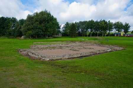 Ruins at Vindolanda Roman fort in Englandの写真素材