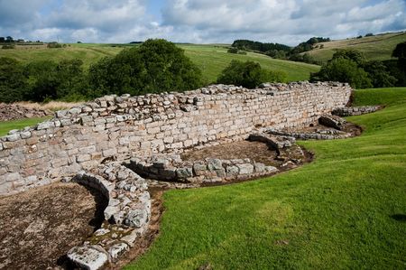 Ruins at Vindolanda Roman fort in Englandの写真素材