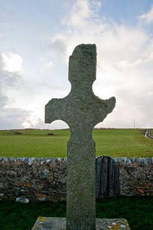 Cross outside Kilnave parish church, Islayの写真素材