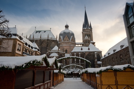 Snow covered Aachen during winterの写真素材
