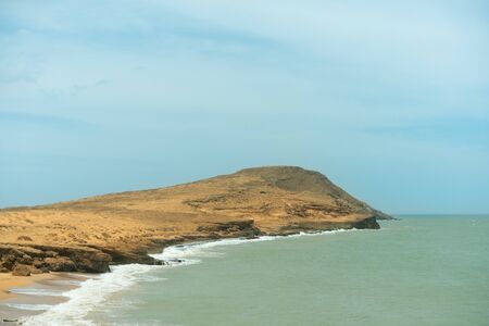 Sun of summer time on sky and sand of beach, landscapeの写真素材