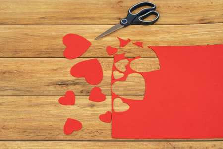 Valentine's Day background. Hearts of love. Valentines day concept. Flat lay, top view