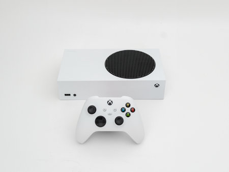 Xbox Series S, white video game console, manufactured by Microsoft, Next generationのeditorial素材