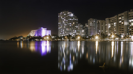 Night skyline of Cartagena de Indiasのeditorial素材