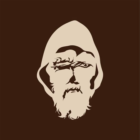 Blind Old Peasant Man Medieval Nordic Viking God Odinのイラスト素材