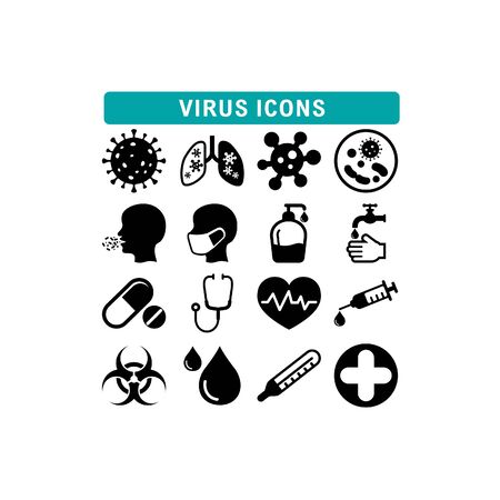 Coronavirus medical health simple icon set vectorのイラスト素材