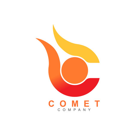 Letter C Comet Meteor Flame Fire Shape Logo Symbolのイラスト素材