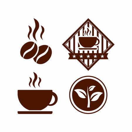 Coffee Shop Tea Vintage Icons Vectorのイラスト素材