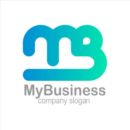 Letter M and B Logo Symbol Colorful Gradient Blue Cyan Vectorのイラスト素材