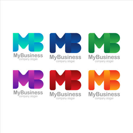 Letter M and B Logo Symbol Colorful Gradient Cyan, purple, blue, orange, red, green vectorのイラスト素材