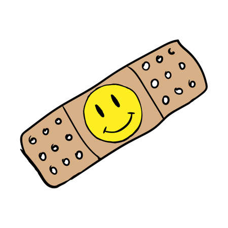 Smile Band First Aid Bandage Sticker Vector Illustrationのイラスト素材