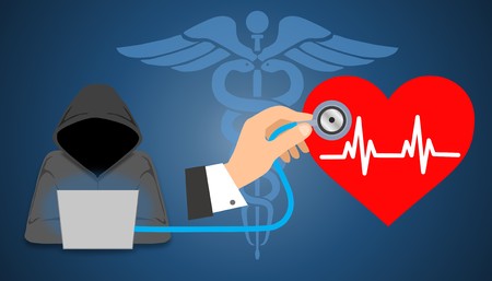 Illustration of healthcare or medical data breach on protected healthcare information (PHI). Cyber security healthcare concept and Healthcare Information Portability and Accountability Act (HIPAA)の写真素材