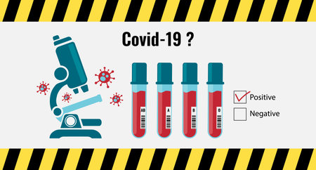 corona virus testing concept using microscope.  Coronavirus or Covid-19 is a deadliest pandemic outbreak in year 2020のイラスト素材