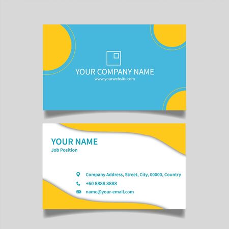 Business Card simple template with Blue, Yellow and White theme colorのイラスト素材