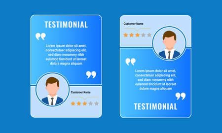 Template for real time online business testimonial and star rating for website. web graphic and template for customer review, testimony, feedback or notification ..のイラスト素材