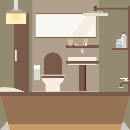 Bathroom and equipment with classic tone roomのイラスト素材