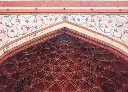 External decoration details of Taj Mahal, Indiaの写真素材