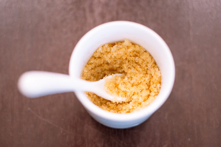 brown sugar bowl with spoonの写真素材