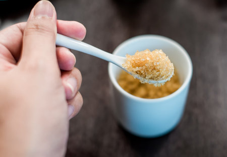 brown sugar bowl with spoon