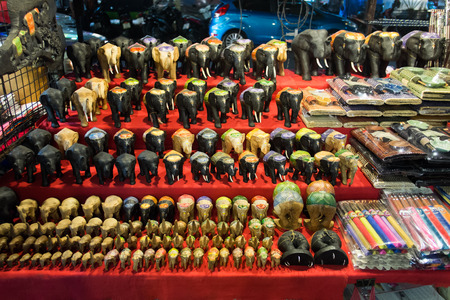 CHIANG MAI, THAILAND - JANUARY 21, 2015: Unidentified tourists enjoy shopping at Chiang Mai Night Bazaar, tourist attraction which is known for its handicrafts and portrait paintings and also jewelry, toys, clothing.のeditorial素材