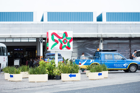 MALDIVES, MALE - AUGUST 18, 2015: Ibrahim Nasir International Airport, also known as MalÃ© International Airport, is the main international airport in the Maldives.のeditorial素材