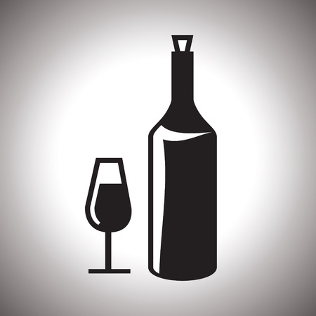 Wine bottle and a glass iconのイラスト素材