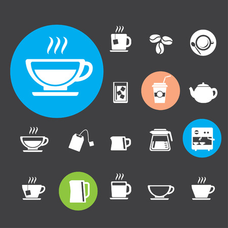 Coffee cup and Tea cup icon setのイラスト素材
