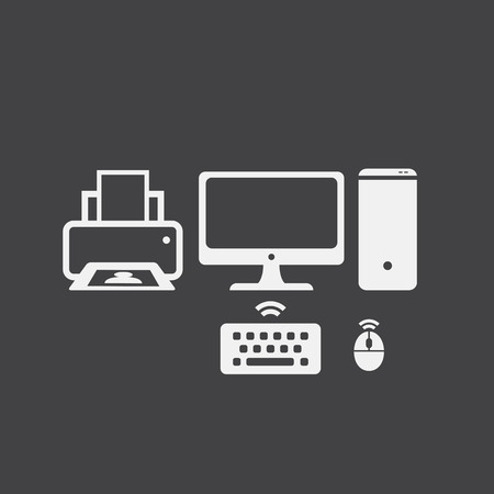 computer set iconのイラスト素材