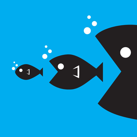 big fish eat little fishのイラスト素材