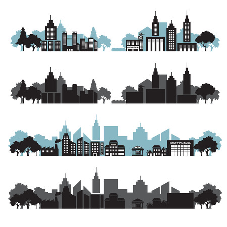 cityscapes setのイラスト素材