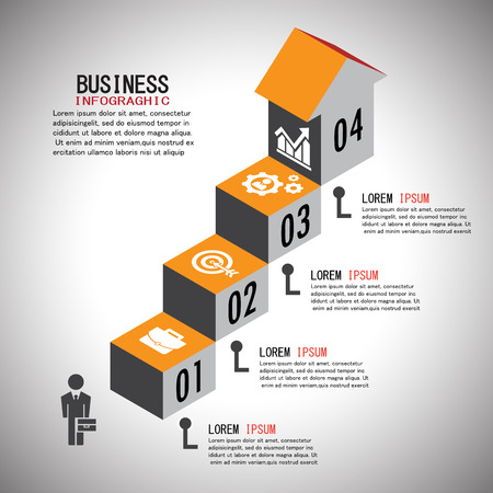 infographic Template with businessman.4step or processesのイラスト素材