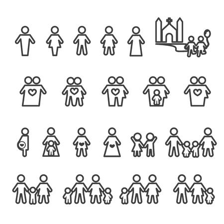 people and family icon.line vector.のイラスト素材