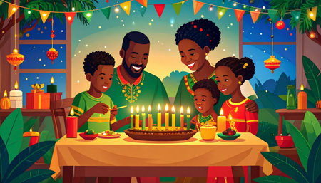Happy family celebrating diwali, vector cartoon illustration. Happy family celebrating diwali.の素材