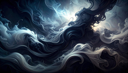 Abstract blue wavy background. Fantasy fractal texture. Digital art. 3D rendering.の素材