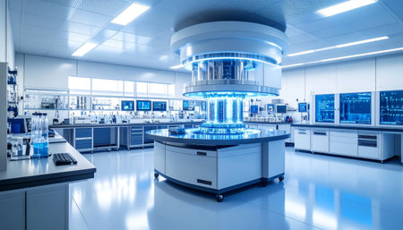 laboratory equipment and science experiments in modern laboratory. 3d renderingの素材