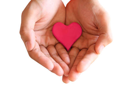 Hold red heart isolatedの写真素材