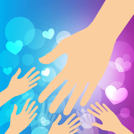 Helping hands , Helpful hands on bokeh background  Vector illustration のイラスト素材