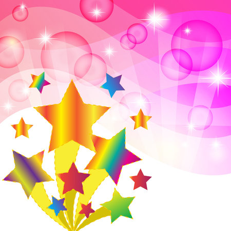 Colorful star and pink abstract background  Vector illustrationのイラスト素材