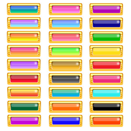 Set of gold and colorful buttons for website Vector illustrationのイラスト素材