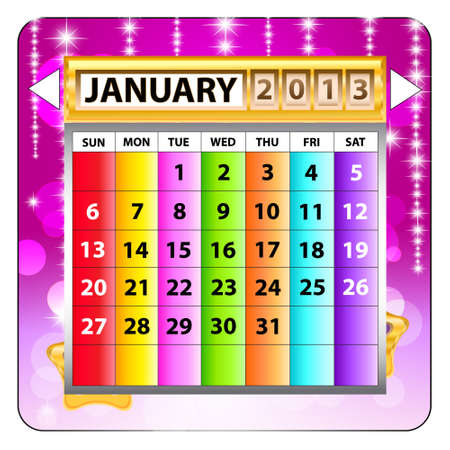 January 2013 calendar  Happy new year のイラスト素材