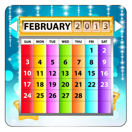 February 2013 calendar  Happy new year  のイラスト素材