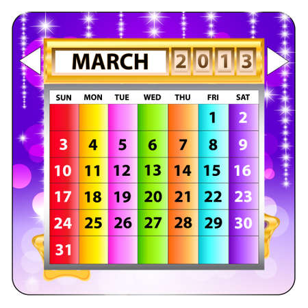 March 2013 calendar  Happy new year  のイラスト素材
