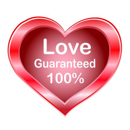 Vector illustration with heart logo. Love quaranteed 100% concept Valentine's Day.のイラスト素材