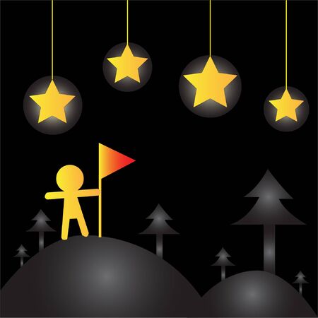 man on the top of a mountain - success conceptのイラスト素材