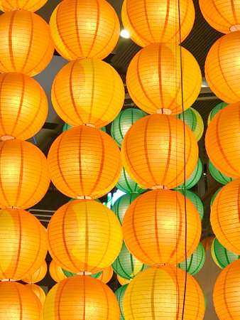 Thai style paper lanterns in Chiang Mai, Thailand.の写真素材