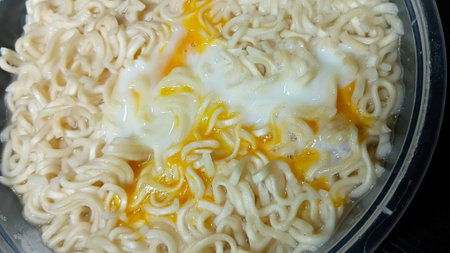 Instant Noodles Recipe for Breakfastの写真素材