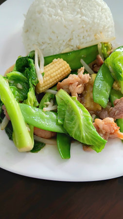 Stir Fried Vegetables with Pork Recipeの写真素材