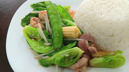 Stir Fried Vegetables with Pork Recipeの写真素材